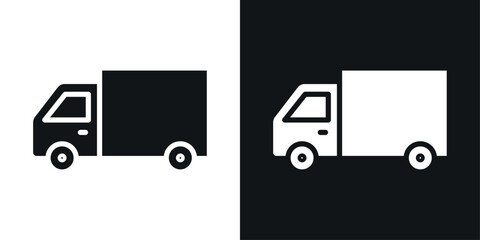 Truck icons set vectors black and colored style