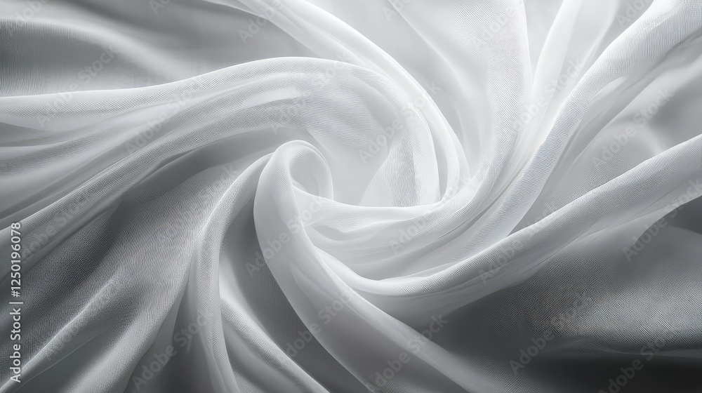 Aufkleber elegant and soft white fabric drapery flowing gracefully in light, capturing the delicate texture an