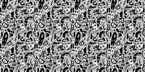 Cartoon hand-drawn doodles on the subject of summer holidays theme seamless pattern