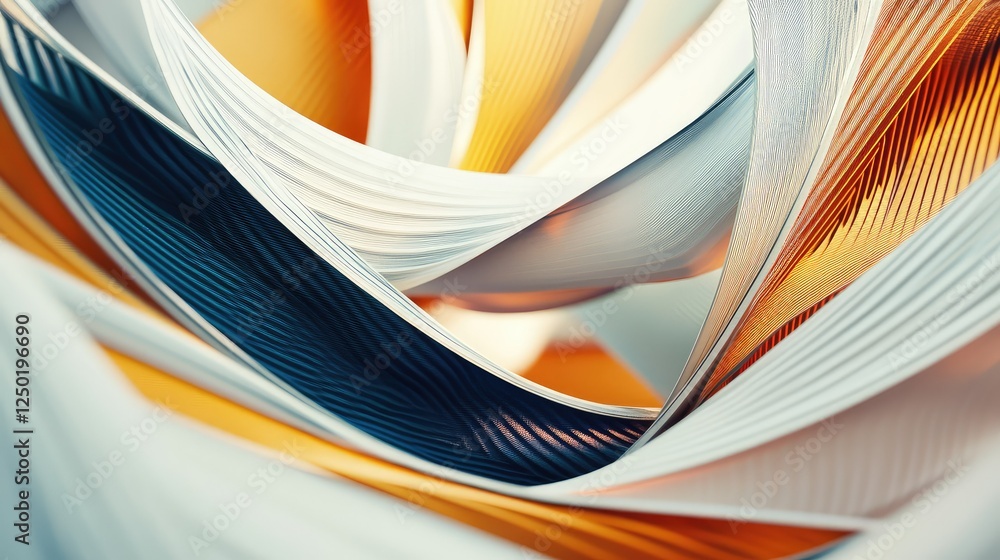 Aufkleber abstract flowing shapes in white, orange, and blue colors creating a dynamic visual experience with 