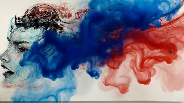 Artistic depiction of emotions blending with colors in abstract expression at an art gallery