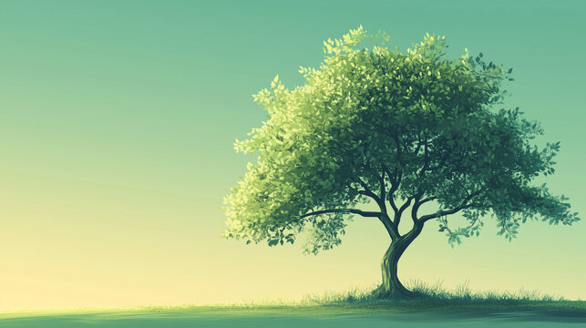 National Arbor Day, Gradient banner for National Arbor Day with illustration of big shady tree, Ai generated images