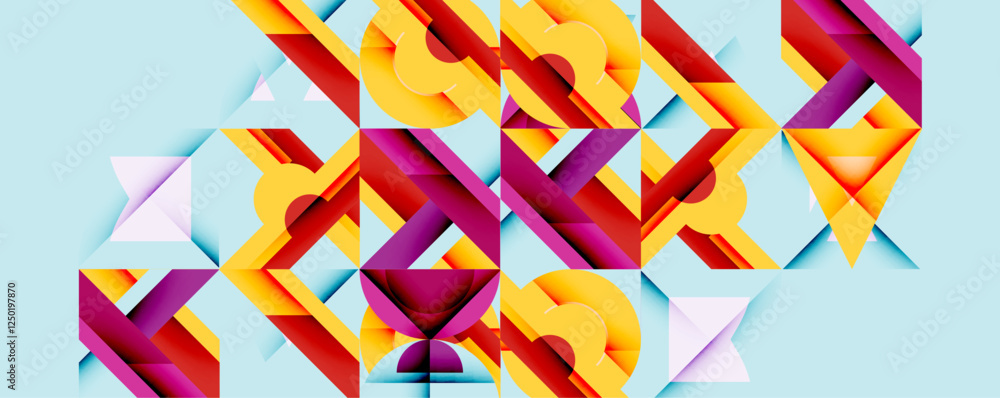 Poster Minimal geometric abstract background. Circle square and triangle design