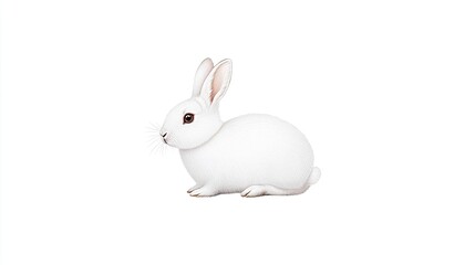 Obraz premium A fluffy white rabbit sitting gracefully on a clean white surface, showcasing its soft fur and gentle posture