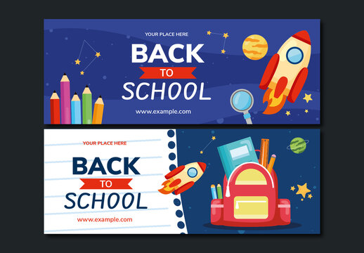 Colorful Back to School Education Banner Set for Social Media