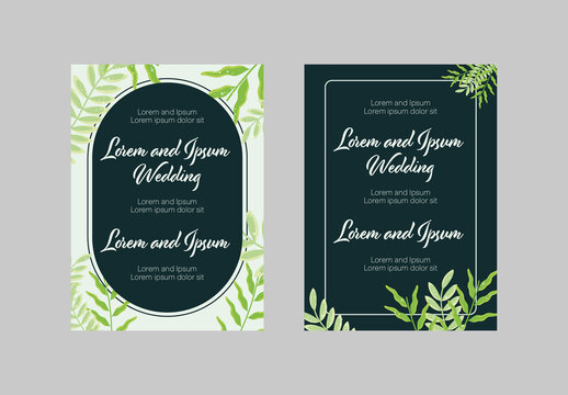 Green Elegant Wedding Invitation Whit Leaves