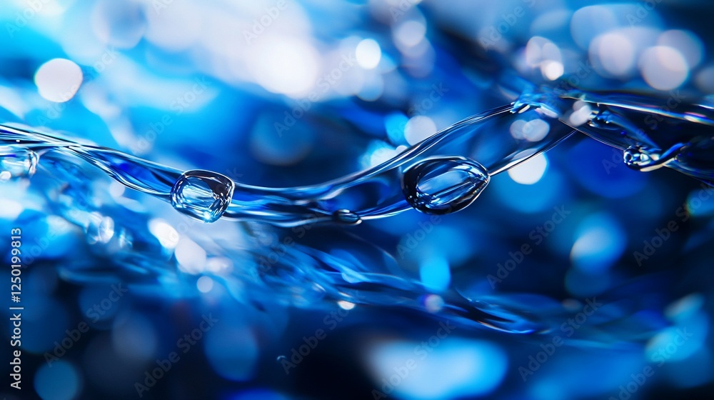 Poster abstract close-up of flowing water with bokeh background, showcasing texture and movement.