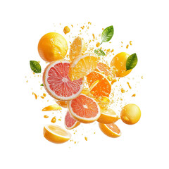 Exploding Citrus Fruits A Vibrant Burst of Oranges, Grapefruits, and Lemons