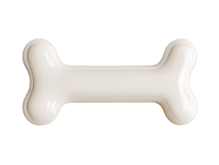 A clean white dog bone with a simple design, perfect for canine treats and playtime.