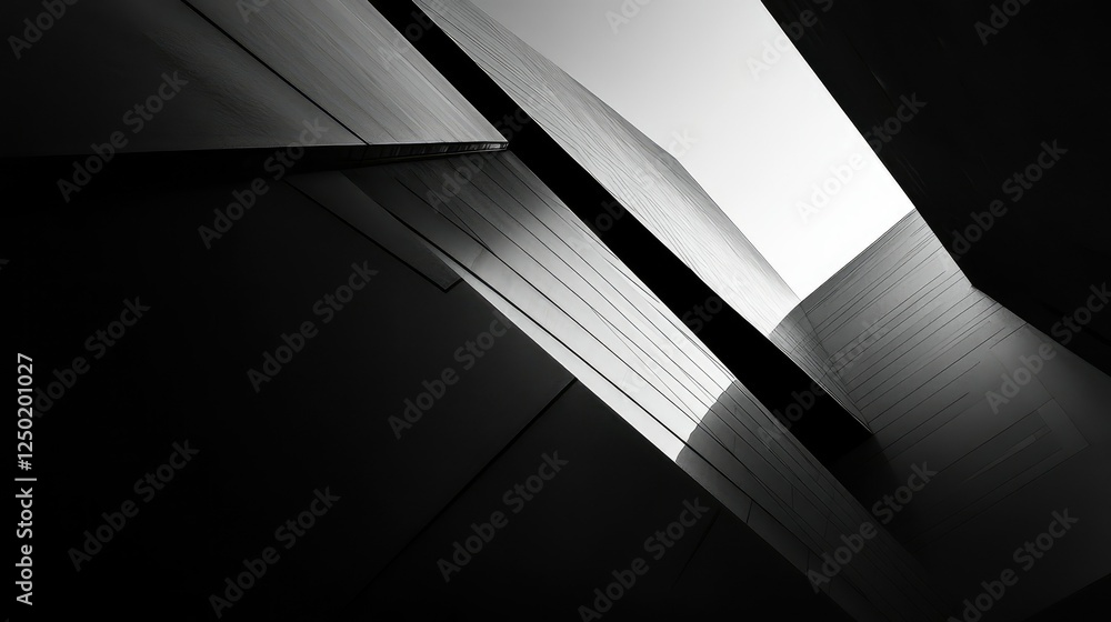 Poster abstract architecture with dramatic lighting and angles, showcasing the interplay of shadows and lig