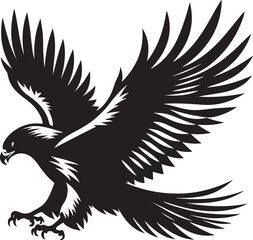 Fototapeta premium Silhouette Art simple Art Eagle front vector Contour Drawing white black white background 
