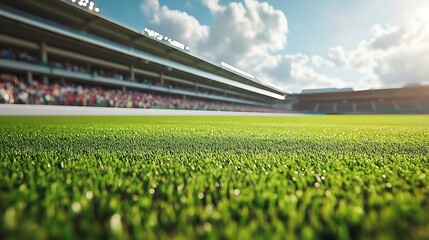 Low angle view of a green grass race track