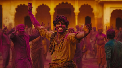 Naklejka premium happy holy indian festival of color background
