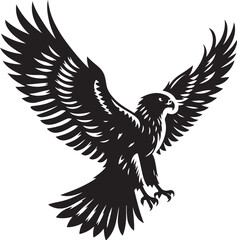 Fototapeta premium Silhouette Art simple Art Eagle front vector Contour Drawing white black white background 