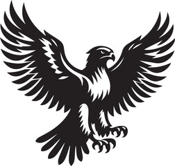 Obraz premium Silhouette Art simple Art Eagle front vector Contour Drawing white black white background 
