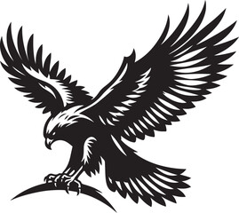 Obraz premium Silhouette Art simple Art Eagle front vector Contour Drawing white black white background 