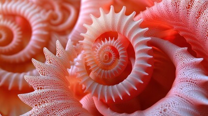 Intricate Coral Spirals: A Symphony of Red and White