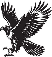 Fototapeta premium Silhouette Art simple Art Eagle front vector Contour Drawing white black white background 