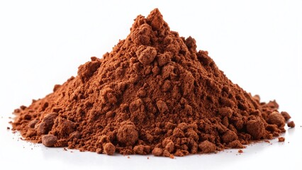 Isolated Brown Cocoa Powder Pile, Food Ingredient, Dessert Decoration, White Background Stock Photo