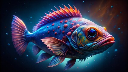 Fototapeta premium Isolated Coffinfish in Low Light, Deep Sea Creature, Underwater Photography