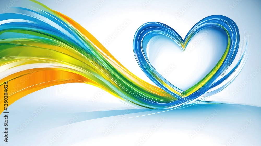 Poster vibrant heart shape with colorful flowing lines and smooth curves