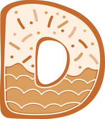 Gingerbread Biscuit Alphabet D Letter Cartoon