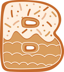 Gingerbread Biscuit Alphabet B Letter Cartoon
