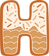 Gingerbread Biscuit Alphabet H Letter Cartoon