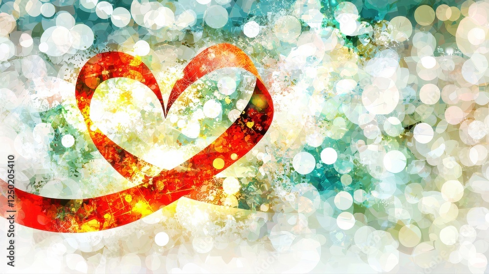 Aufkleber abstract heart shape with colorful bokeh background and sparkles