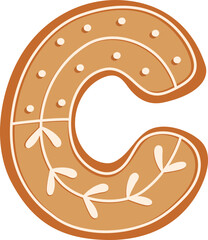 Gingerbread Biscuit Leaf Alphabet C Letter Cartoon