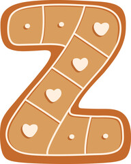 Gingerbread Biscuit Heart Alphabet Z Letter Cartoon