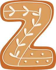 Gingerbread Biscuit Leaf Alphabet Z Letter Cartoon