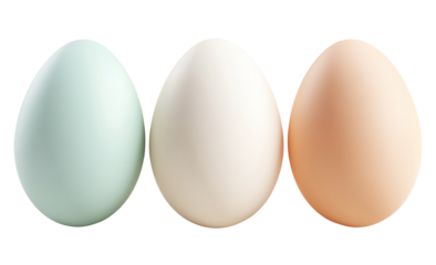 Three eggs isolated on transparent background