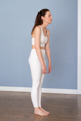 Hunched woman, posture problems, curvature of the spine, scoliosis
