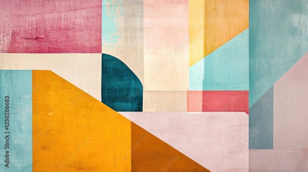 Poster abstract geometric shapes in soft pastel colors creating a modern art composition for backgrounds, t