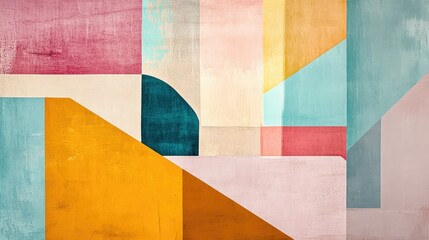 Abstract Geometric Shapes in Soft Pastel Colors Creating a Modern Art Composition for Backgrounds, Textures, and Design Projects