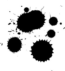 black ink brush dropped splatter splash artistic on white background