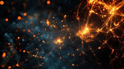 Abstract representation of interconnected networks with glowing nodes and dark background.