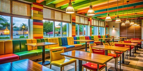 Fototapeta premium Limassol Cyprus Fast Food Restaurant Interior Detail - Golden Arches
