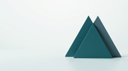 Abstract Teal and Gray Triangles on White Background Minimalist Design Concept