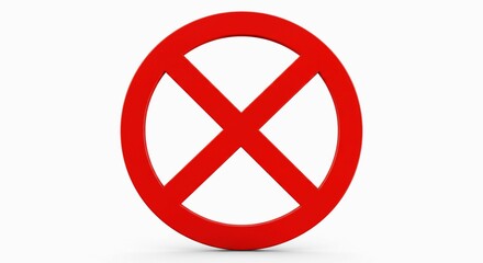 Fototapeta premium Red Cross Symbol 3d Render on White Background