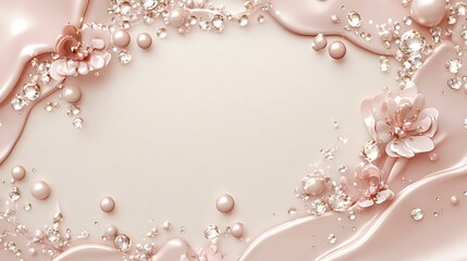 Obraz premium Elegant Pink Flowers Pearls and Diamonds Design