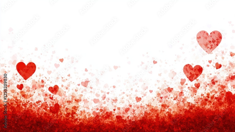 Poster abstract background with red hearts and soft bokeh effect design