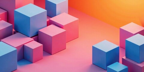 Abstract Pastel Cube Composition  Vibrant Colors and Geometric Shapes