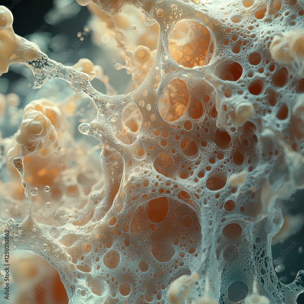Aufkleber macro photography of abstract bubble formation in fluid dynamics lab environment