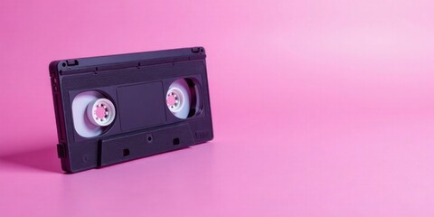 Obraz premium Vintage Video Cassette on Pink Background A Retro Media Memory