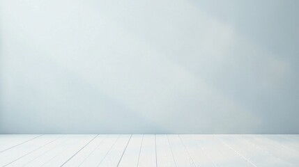 Serene Minimalist Room Interior Design Mockup with Pale Blue Wall and Whitewashed Wooden Floor