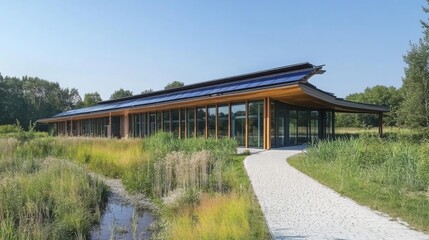Solar panels under bright sunlight, clean and minimalistic design. Harnessing renewable energy for a sustainable future.