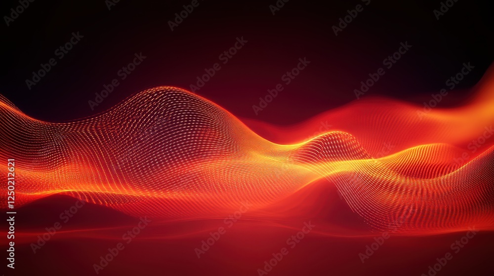 Poster abstract glowing orange waves on dark background futuristic technology and data visualization concep