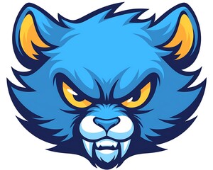 Blue cartoon cat head mascot